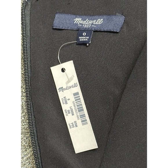 Madewell NWT Short Sleeve Metallic Gold Shimmer Lined Shift Mini Dress 0‎ - Picture 3 of 5